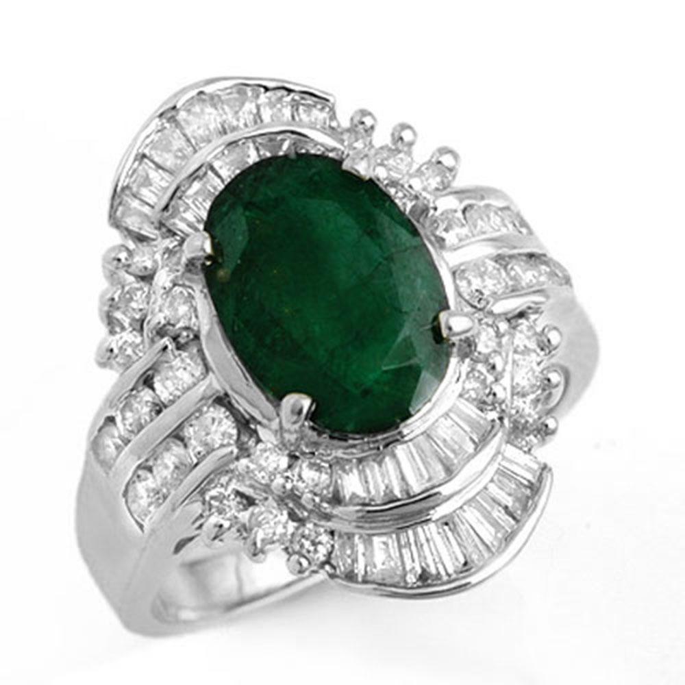 3.45 ctw Emerald & Diamond Ring 18k White Gold: 3.45 ctw Emerald & Diamond Ring 18k White Gold 3.45 ctw Emerald & Diamond Ring 18k White Gold Designer Brand Luxury Jewelrymade in the USA Suggested Retail Price: $11450 . Item: Emerald Ring Total Gem