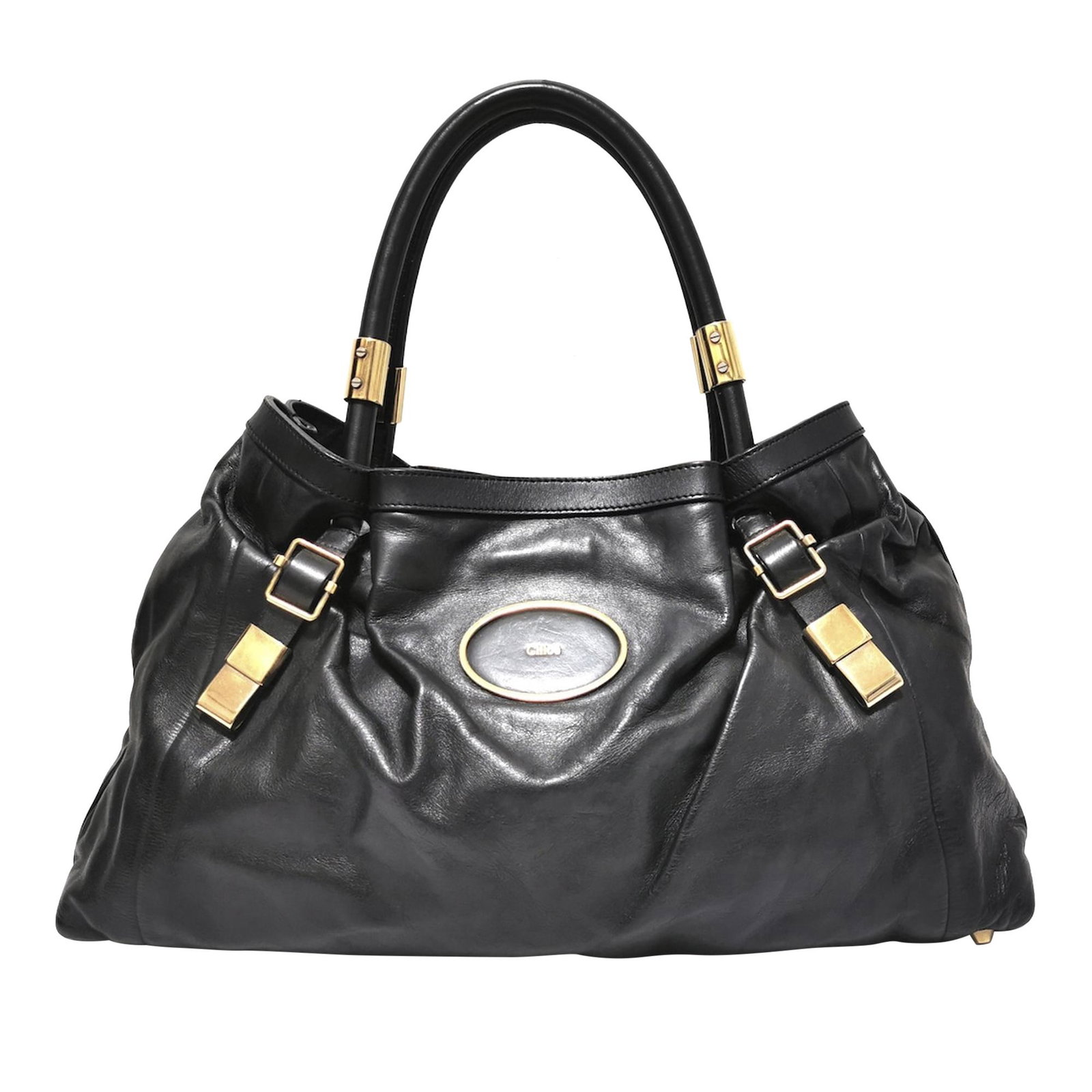 Chloe Victoria Leather Handbag: Chloe Victoria Leather Handbag The Victoria features a leather body rolled handles an open top with magnetic closure and an interior slip pocket. Brand: Chloe Model: Victoria Leather Handbag Origin: F