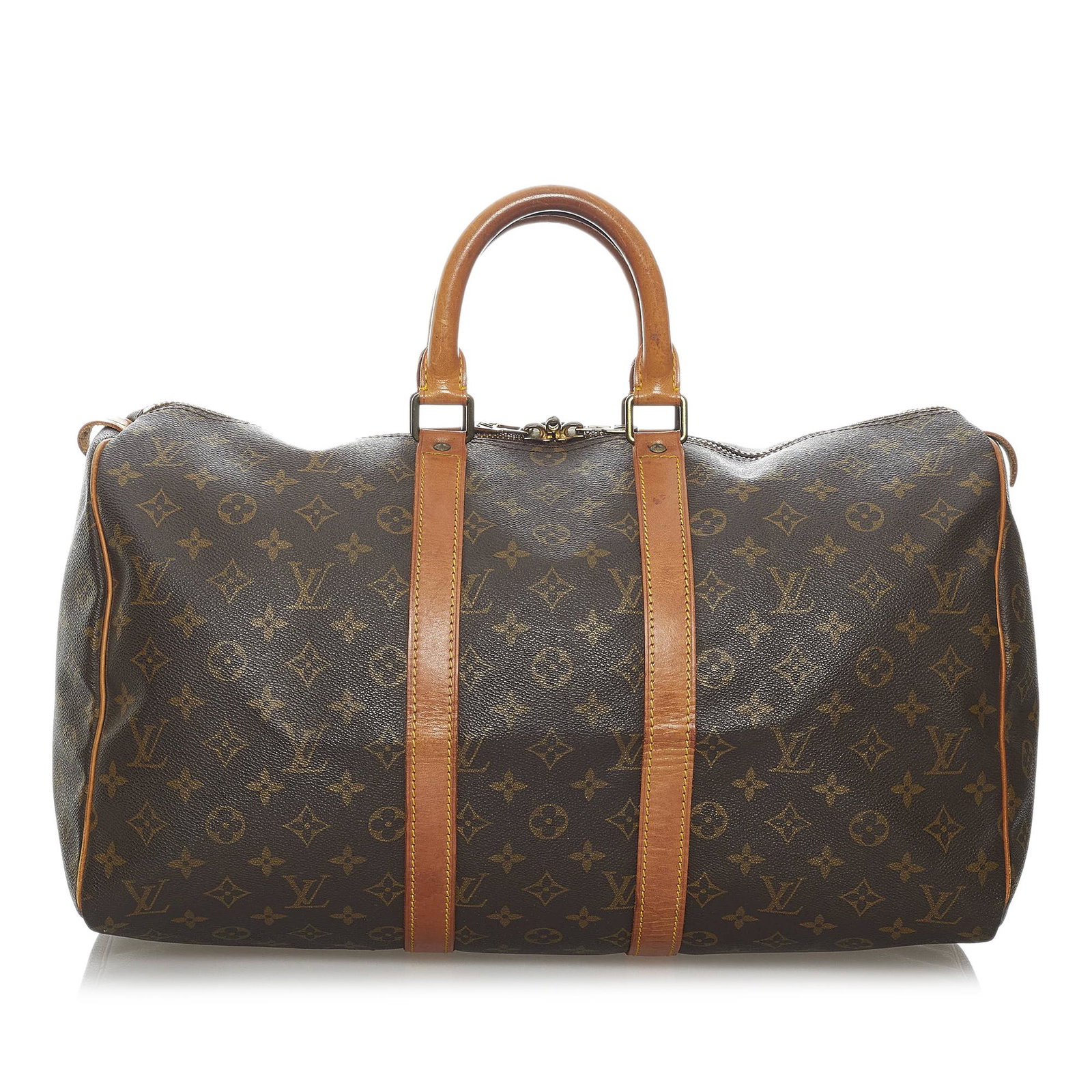 Louis Vuitton Monogram Keepall 45: Louis Vuitton Monogram Keepall 45 The Keepall 45 features a monogram canvas body rolled leather handles and a top zip closure. Brand: Louis Vuitton Model: Monogram Keepall 45 Origin: France Category: 