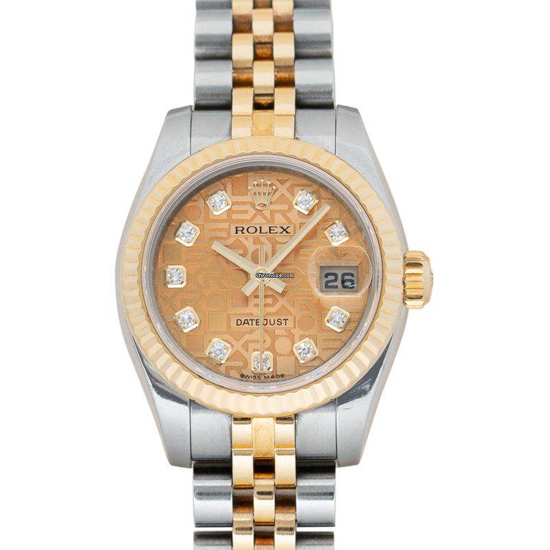 Rolex 179173/10 - Lady Datejust Champagne Dial: Rolex 179173/10 - Lady Datejust Champagne Dial Brand: Rolex Model: Lady-Datejust Dealer product code: 68330B Movement: Automatic Case material: Steel Bracelet material: Steel Year of production: 2009