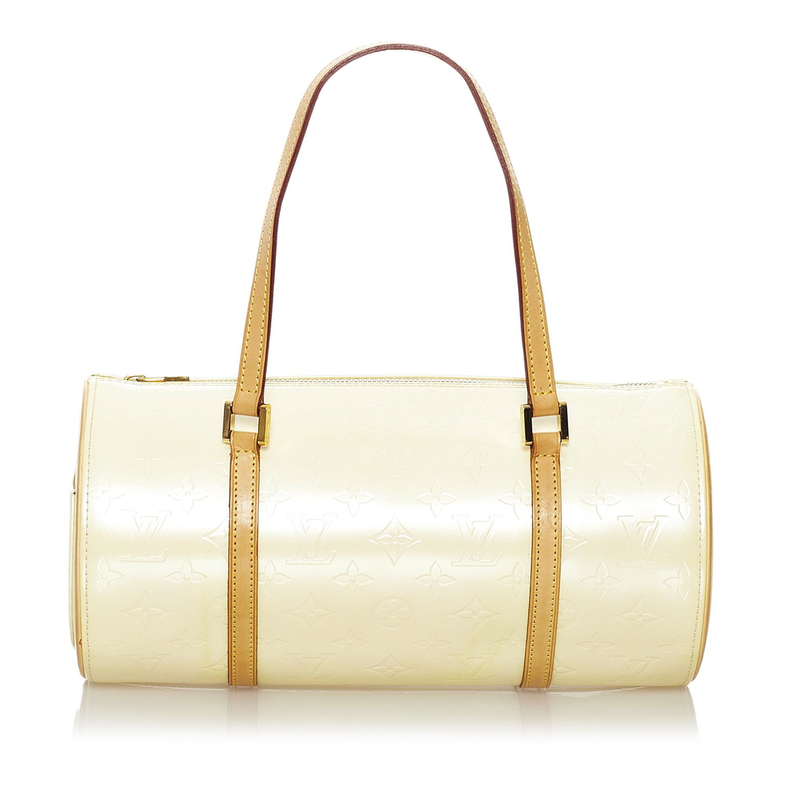 Louis Vuitton Vernis Bedford: Louis Vuitton Vernis Bedford The Bedford features a vernis leather body flat leather straps and a top zip closure. Brand: Louis Vuitton Model: Vernis Bedford Origin: France Category: Bags Color: White