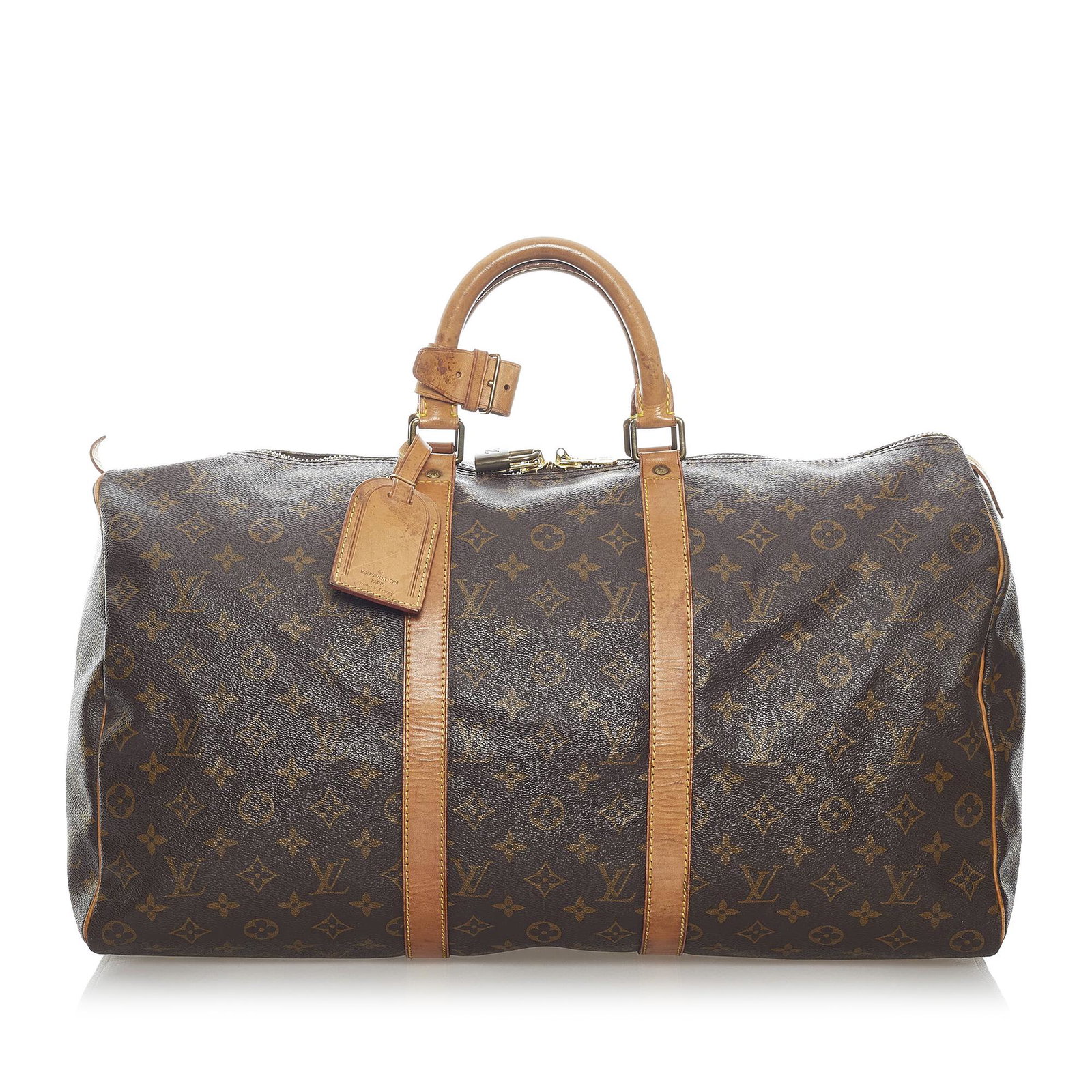 Louis Vuitton Monogram Keepall 50: Louis Vuitton Monogram Keepall 50 The Keepall 50 features a monogram canvas body rolled leather handles and a top zip closure. Brand: Louis Vuitton Model: Monogram Keepall 50 Origin: France Category: 