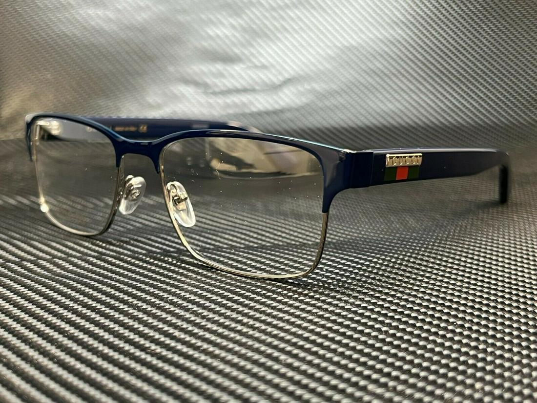 GUCCI GG0750O 003 Rectangle Blue Demo Lens Men's Eyeglasses 56 mm: GUCCI GG0750O 003 Rectangle Blue Demo Lens Men's Eyeglasses 56 mm Frame Color: Blue Brand: Gucci Type: Eyeglasses Model: Gucci GG0750O Frame Material: Metal Style: Rectangle Features: Square Full Rim