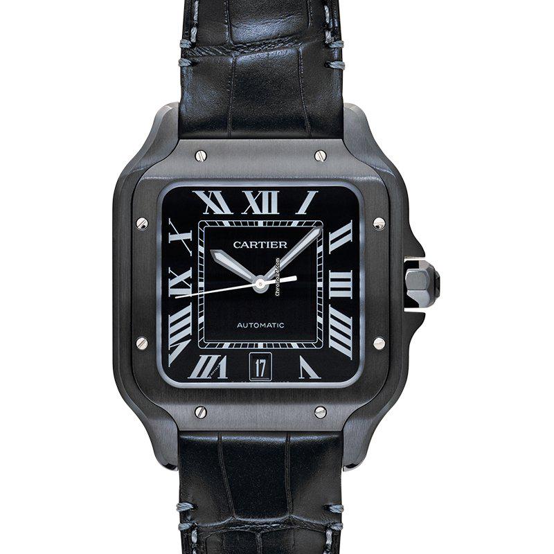 Cartier WSSA0039 - Santos De Cartier Automatic Black Dial Men's Watch: Cartier WSSA0039 - Santos De Cartier Automatic Black Dial Men's Watch Brand: Cartier Model: Santos Dealer product code: 15878A Movement: Automatic Case material: Steel Bracelet material: Leather Year 