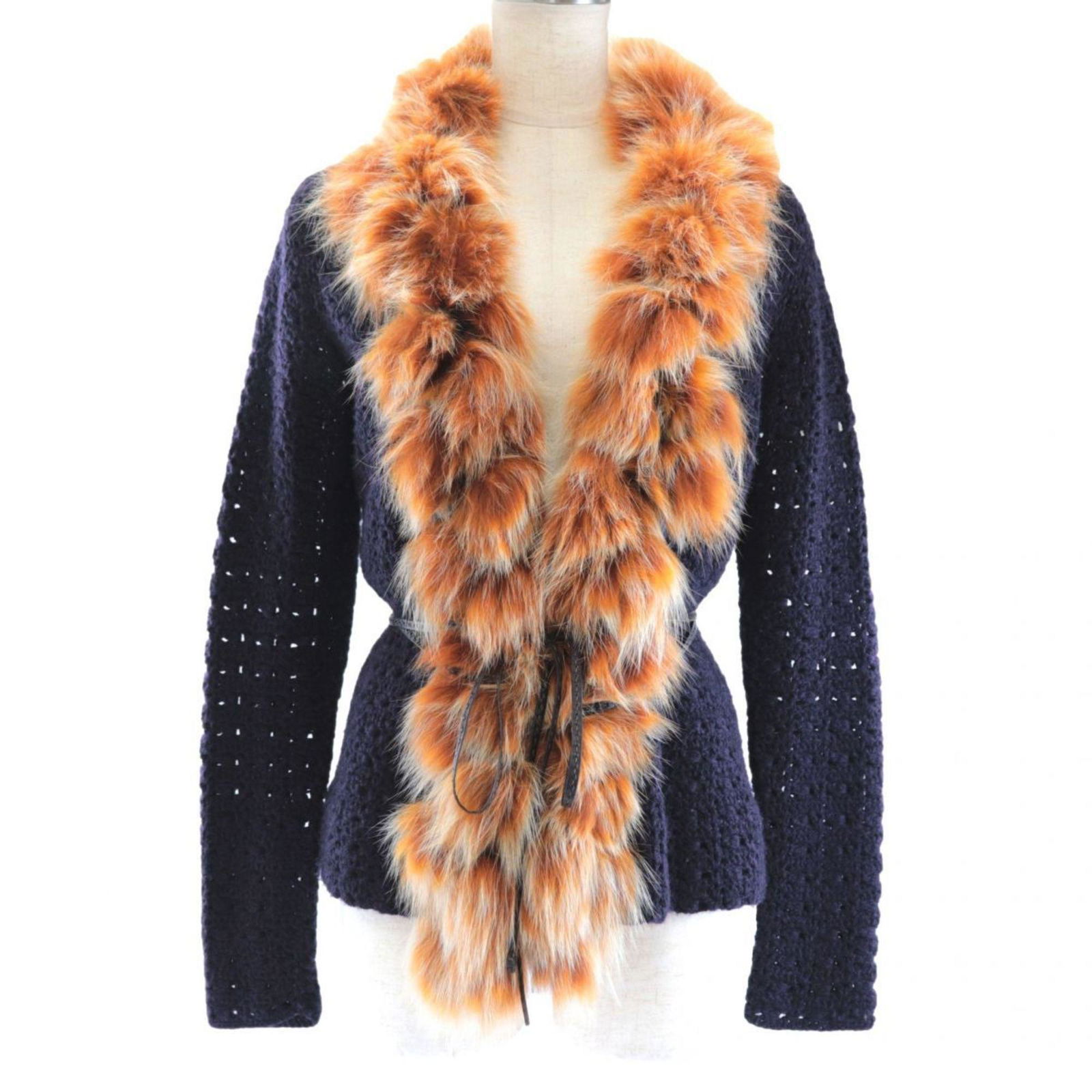 Fendi Fur Trim Belted Knit Jacket Women's Purple Brown 40 Cardigan Cashmere: Fendi Fur Trim Belted Knit Jacket Women's Purple Brown 40 Cardigan Cashmere Brand: Fendi Type: Cardigan Gender: Women Color: Brown Purple Material: Cashmere100% Cashmere: 100% Length: 55.5cm / 21.85 C