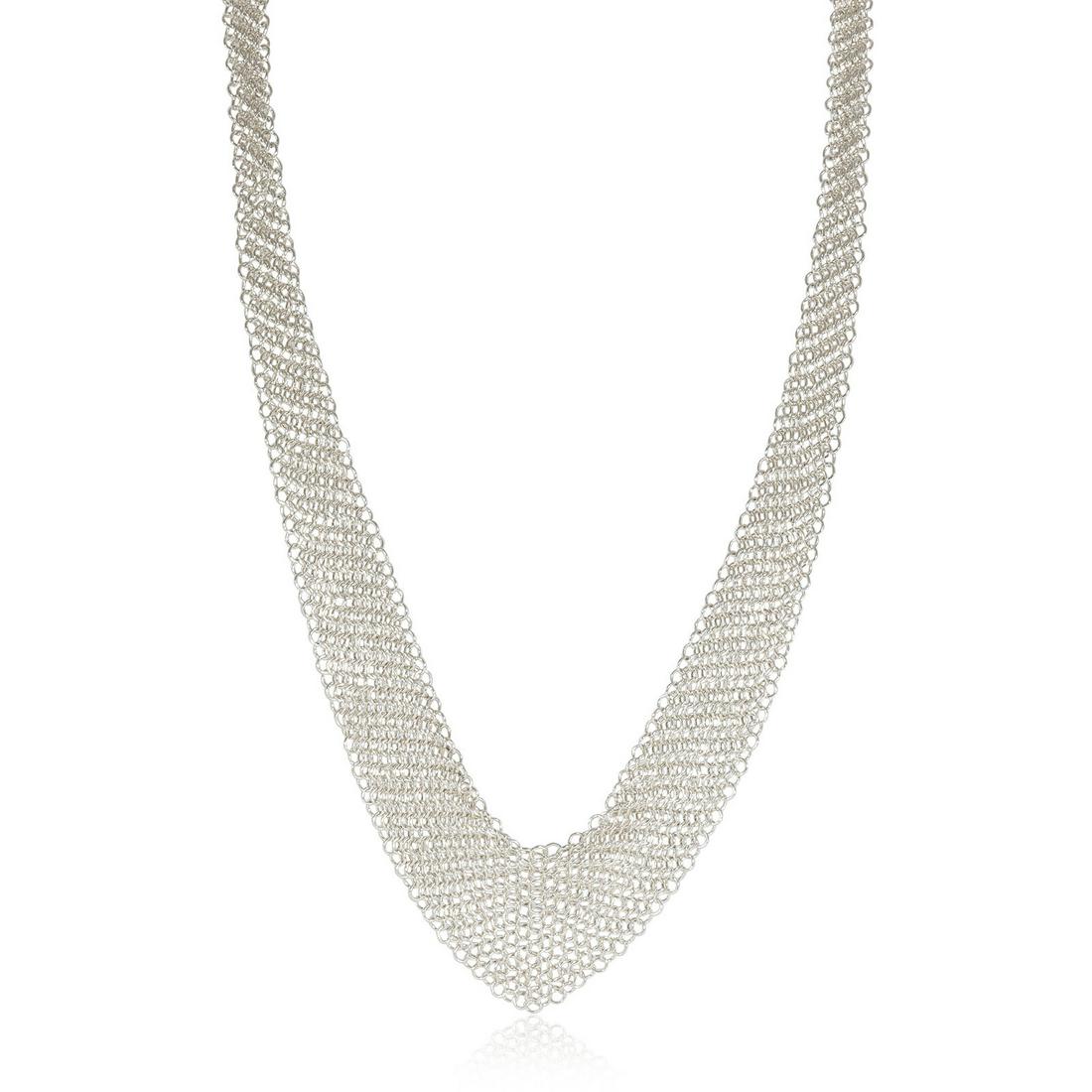 Tiffany & Co. Elsa Peretti Mesh Bib Necklace in Sterling Silver Mini Size-: Tiffany & Co. Elsa Peretti Mesh Bib Necklace in Sterling Silver Mini Size- Item Length: 26 in Metal Purity: 925 Original Box?: No Original Papers?: No Gross Weight (Grams): 21.37 Product Line: Elsa Pe