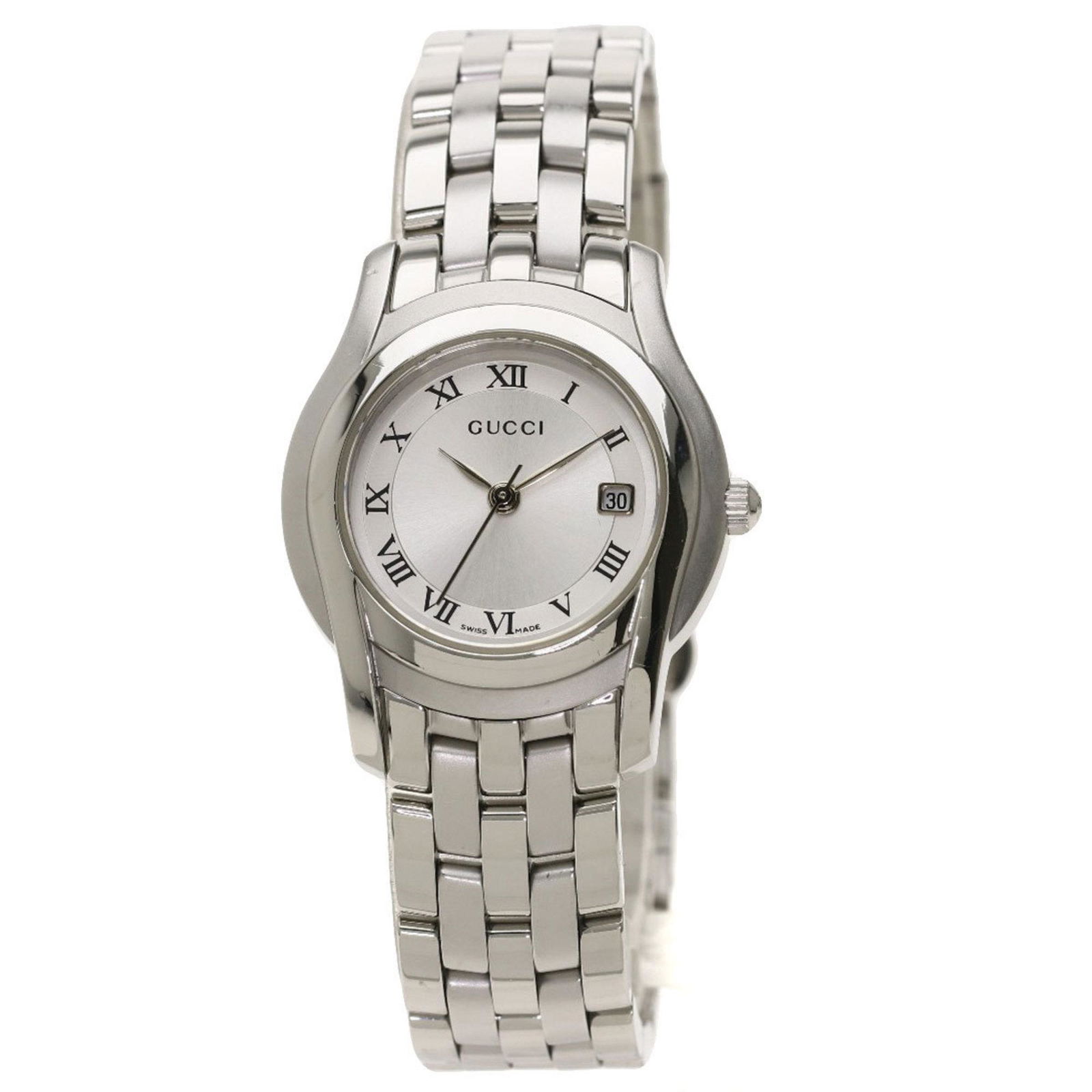 Gucci 5500L Watch Stainless Steel Ladies: Gucci 5500L Watch Stainless Steel Ladies Brand: Gucci Gender: Women Display: Analog Material (Case): Stainless steel Material (Band): Stainless steel Color (Dial): Silver Movement: Quartz Case Diamete