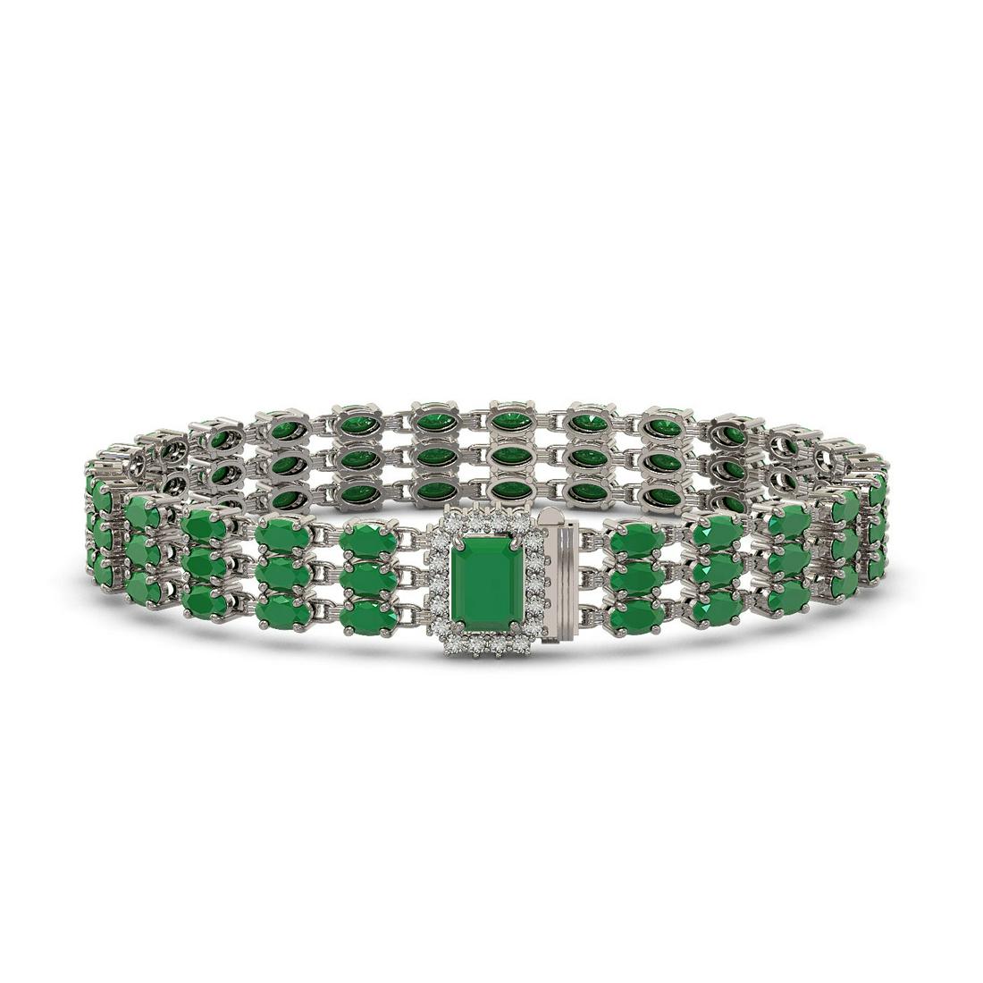 28.74 ctw Emerald & Diamond Bracelet 14K White Gold: 28.74 ctw Emerald & Diamond Bracelet 14K White Gold 28.74 ctw Emerald & Diamond Bracelet 14K White Gold Designer Brand Luxury Jewelrymade in the USA Suggested Retail Price: $17500 . Item: Emerald Brac