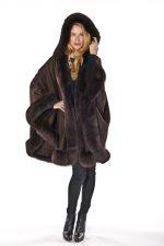 Brown Cashmere Cape - Detachable Hood: Brown Cashmere Cape - Detachable Hood Beautiful in brown! This lovely cashmere cape trimmed in rich chocolate brown fox is the perfect wrap for every day and evenings from fall through winter. The fab