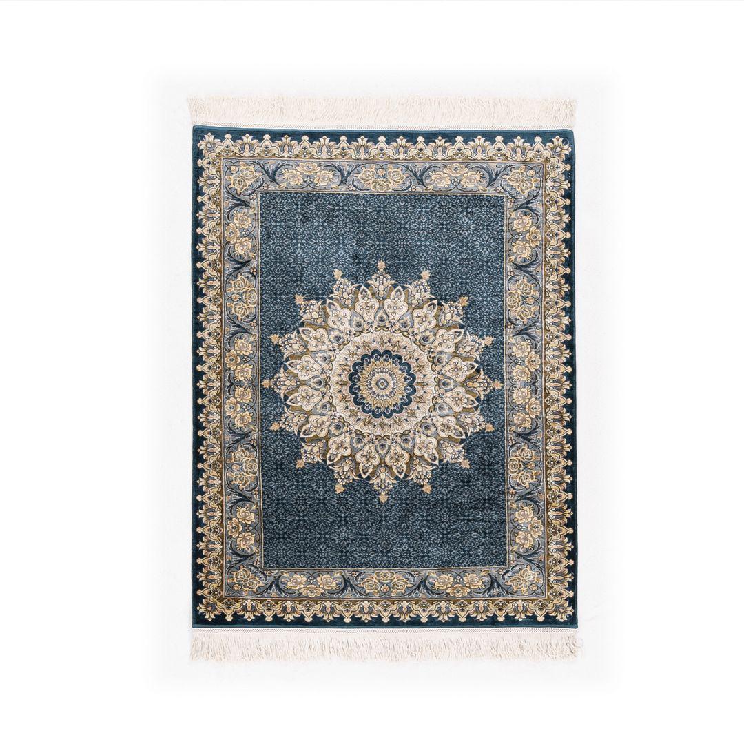 Handmade Kayseri Pure Silk Carpet: Origin: KAYSERI Type: CARPET Material: PURE SILK Weaving: DOUBLE KNOTS Made By: HANDMADE Width (Inch): 33.1 Length (Inch): 42.9 Approx Square Footage: 9.87 Width (cm): 84 Length (cm): 109 Approx Area 