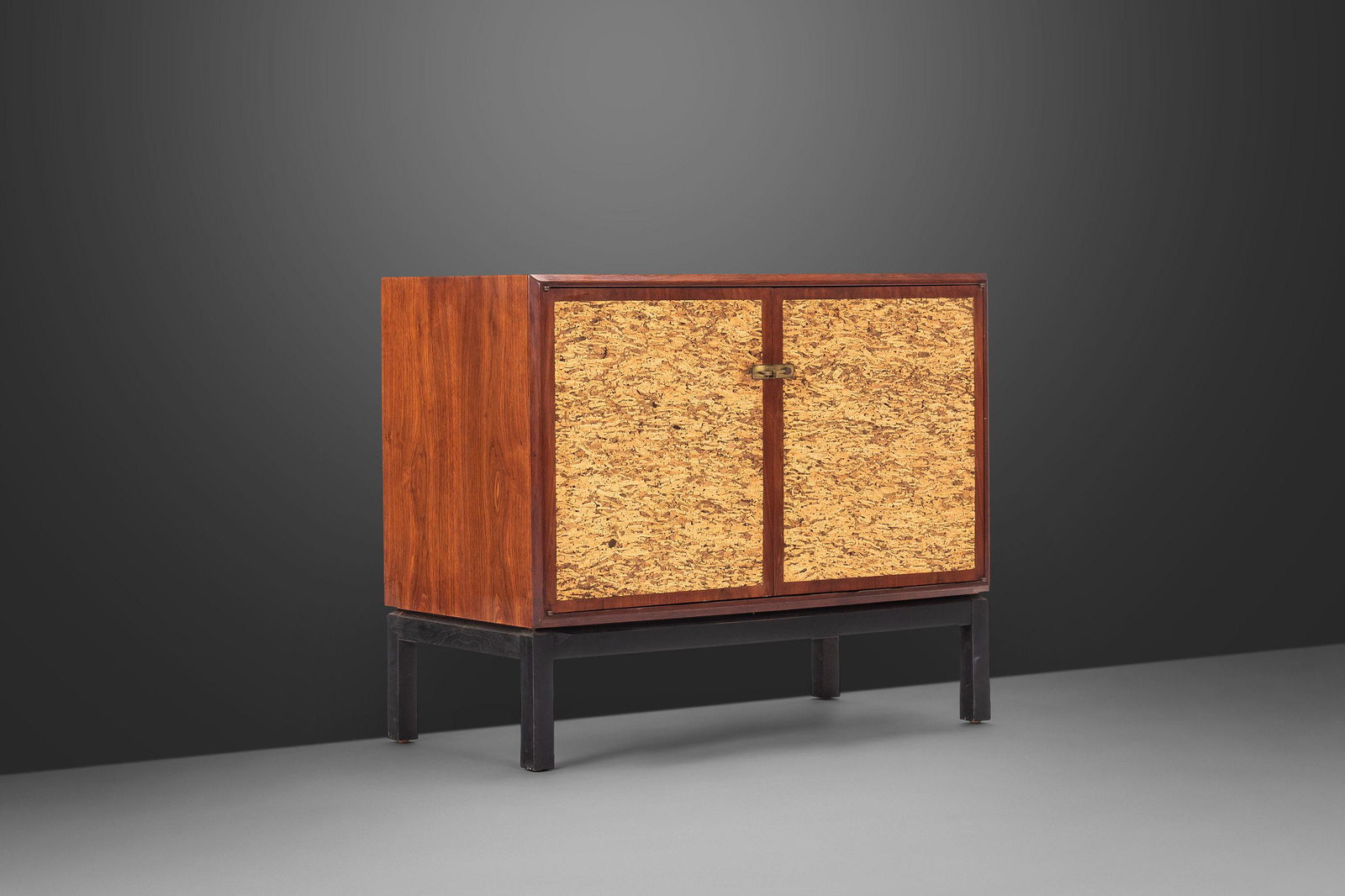 Rare Buffet / Bar Cabinet / Sideboard in Walnut w/ Cork Front by Jack Cartwright for Founders USA: Rare Buffet / Bar Cabinet / Sideboard in Walnut w/ Cork Front by Jack Cartwright for Founders USA c. 1960's Rare Buffet / Bar Cabinet / Sideboard in Walnut w/ Cork Front by Jack Cartwright for Founder