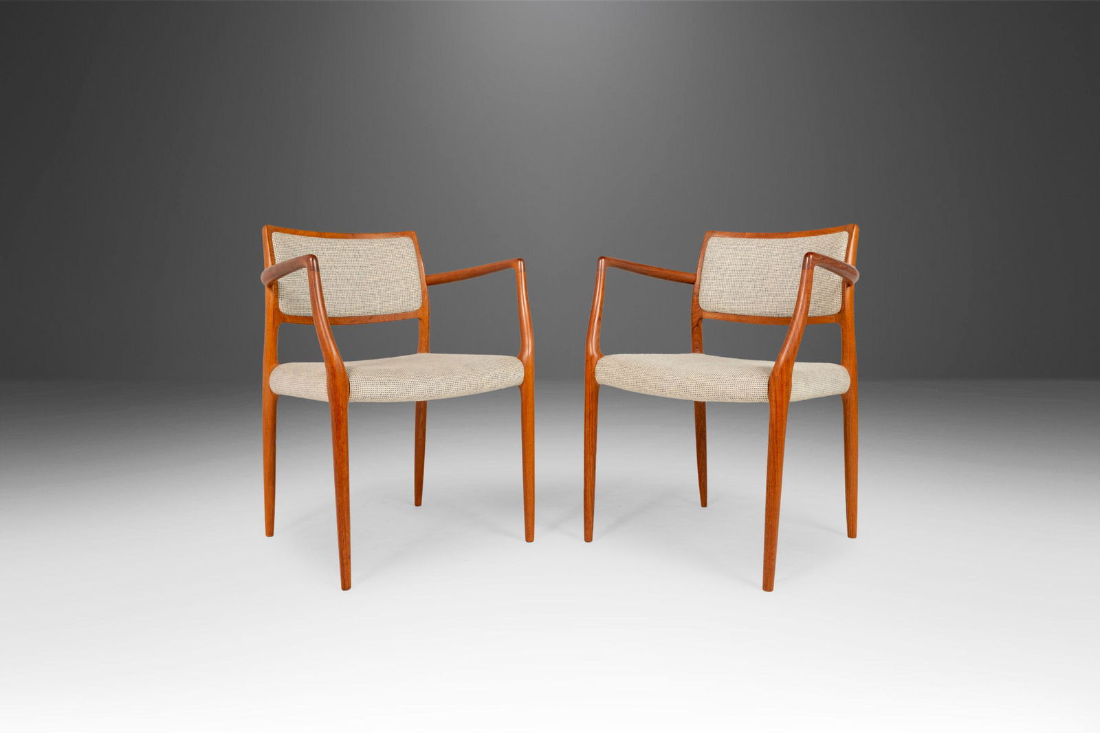 Set of Two (2) Moller Model 65 Arm Chairs by Niels Otto Mller for J.L. Mller Mobelfabrik Denmark: Set of Two (2) Moller Model 65 Arm Chairs by Niels Otto Moller for J.L. Moller Mobelfabrik Denmark c. 1960's Set of Two (2) Moller Model 65 Arm Chairs by Niels Otto Moller for J.L. Moller Mobelfabrik
