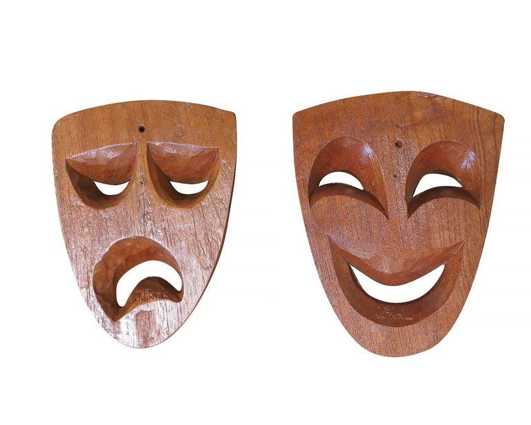 Jose Pinal Hand-Carved Tragedy and Comedy Drama Mask Set: Jose Pinal Hand-Carved Tragedy and Comedy Drama Mask Set Creator: Jose Pinal (Artist) Dimensions: Height: 8.5 in. (21.59 cm) Dimensions: Width: 6 in. (15.24 cm) Dimensions: Depth: 2.5 in. (6.35 cm) St