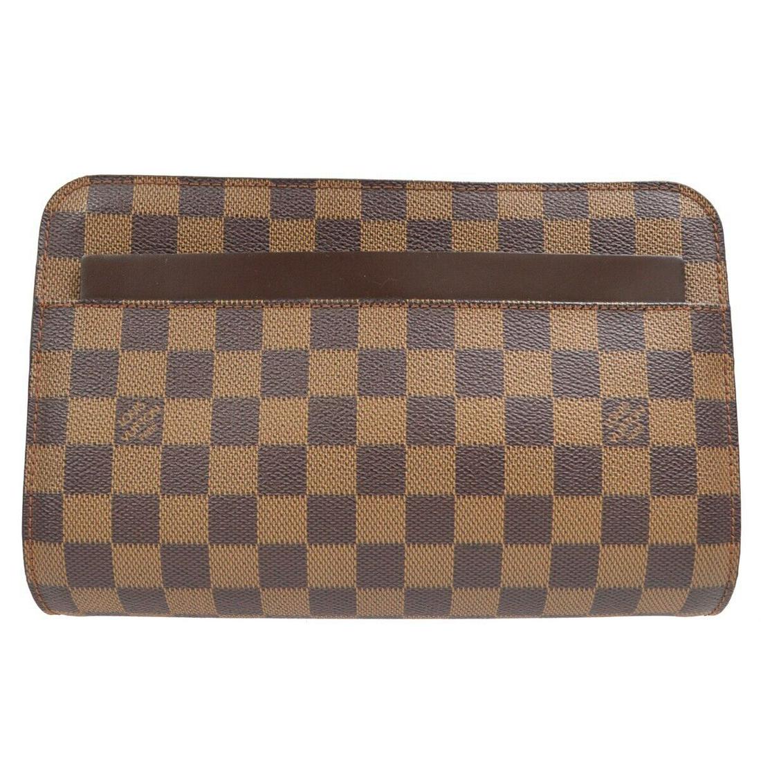 LOUIS VUITTON SAINT LOUIS CLUTCH HAND BAG PURSE DAMIER EBENE N51993 FL0022: LOUIS VUITTON SAINT LOUIS CLUTCH HAND BAG PURSE DAMIER EBENE N51993 FL0022 Bag Width: 9.6 Pattern: Check Bag Height: 6.3 Closure: Zipper Occasion: Casual Size: Medium Year Manufactured: 2000-2009 Bag 