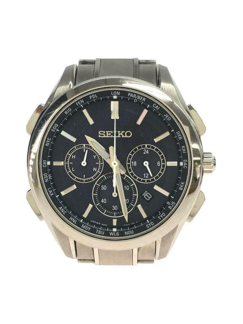 Seiko 8b92 0aa0 Brightz Solar Analog Titanium Black Silver Men s Watch