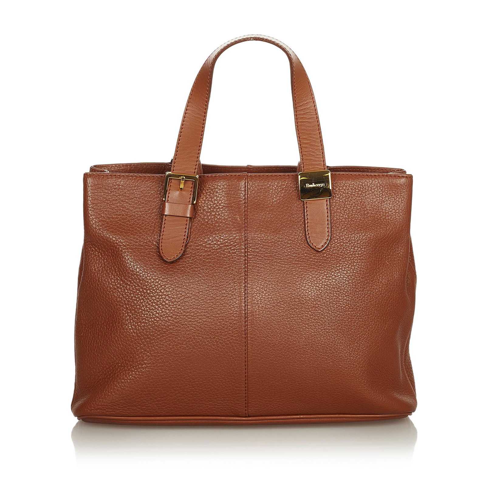 Burberry Leather Handbag: Burberry Leather Handbag This handbag features a leather body flat leather handles a top magnetic snap button closure and an interior zip compartment. Brand: Burberry Model: Leather Handbag Origin: Un