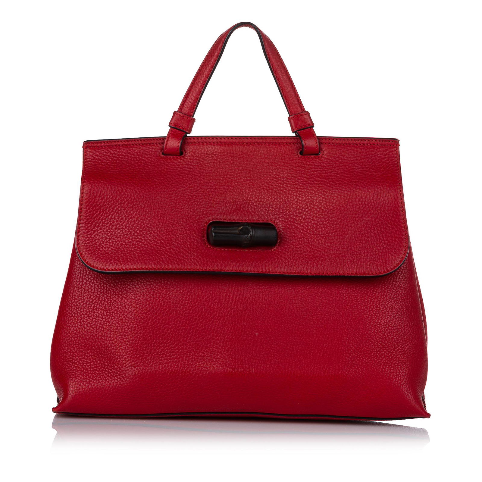 Gucci Bamboo Daily Leather Satchel: Gucci Bamboo Daily Leather Satchel The Daily satchel features a leather body a flat top handle a detachable flat leather strap a front flap with a bamboo bullet twist lock closure and interior zip and