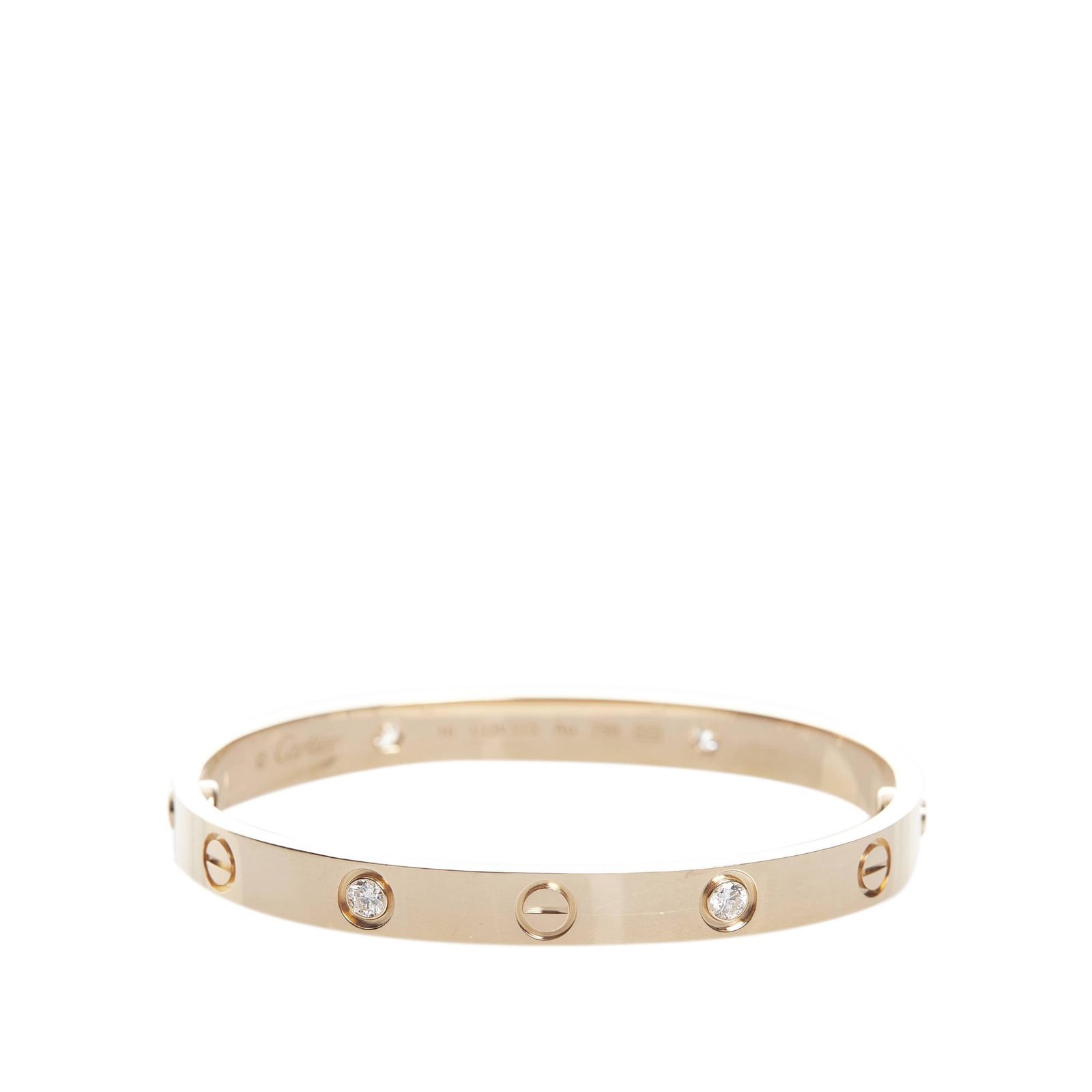 Cartier LOVE Bracelet Classical Model in Rose Gold and Diamonds: Cartier LOVE Bracelet Classical Model in Rose Gold and Diamonds The LOVE bracelet features an 18K yellow gold body and .42 carat diamonds. Brand: Cartier Model: LOVE Bracelet Classical Model in Rose G