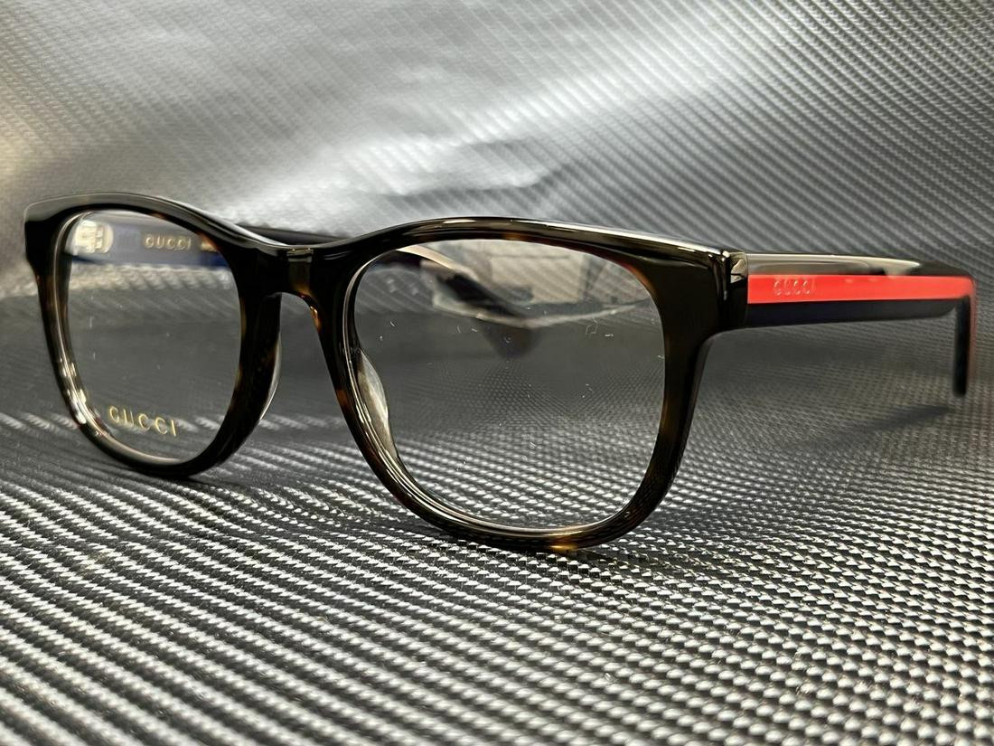 GUCCI GG0004ON 003 Havana/Blue/Red Square 53 mm Men's Eyeglasses: GUCCI GG0004ON 003 Havana/Blue/Red Square 53 mm Men's Eyeglasses Brand: Gucci Frame Color: Beige Style: Square Type: Eyeglasses New The BIDHAUS Guarantee: All items in this auction are guaranteed to b
