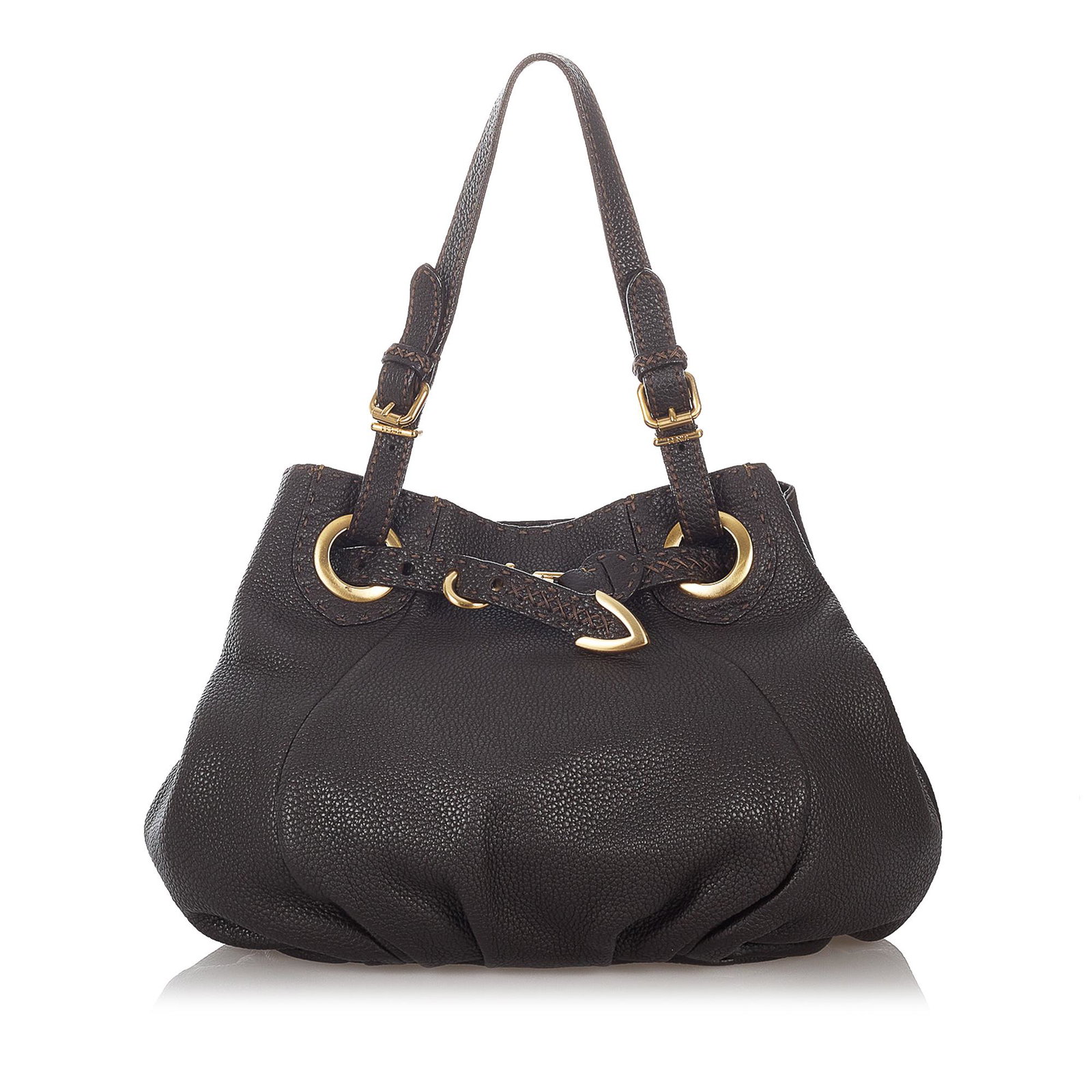 Fendi Selleria Pomodorino Leather Tote Bag: Fendi Selleria Pomodorino Leather Tote Bag The Pomodorino tote bag features a metallic leather body flat leather straps an open top with a belt closure and an interior zip pocket. Brand: Fendi Model: 