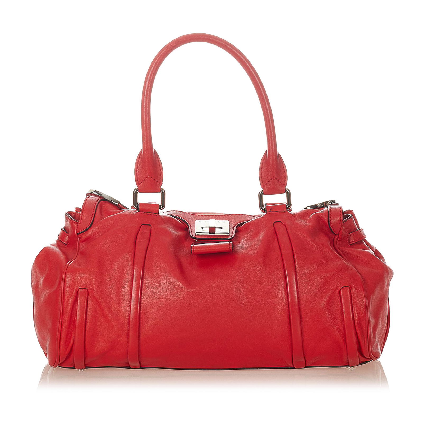 Celine Leather Shoulder Bag: Celine Leather Shoulder Bag This shoulder bag features a leather body rolled leather straps a top flap with twist lock closure and interior zip and slip pockets. Brand: Celine Model: Leather Shoulder