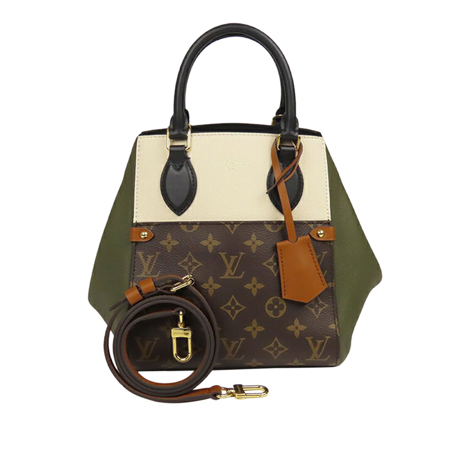 Louis Vuitton Monogram Fold Tote PM: Louis Vuitton Monogram Fold Tote PM The Fold Tote PM features a monogram canvas body with top leather panel rolled leather handles a detachable flat strap a hook closure and an interior zip pocket. Br