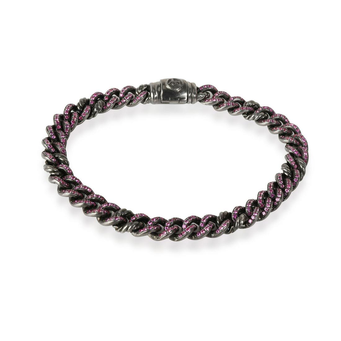 David Yurman Petite Pave Curb Link Pink Sapphire Bracelet in Sterling Silver: David Yurman Petite Pave Curb Link Pink Sapphire Bracelet in Sterling Silver Item Length: 6 null Side Stone Type: Sapphire Side Stone Color: Pink Metal Purity: 925 Original Box?: No Original Papers?: 