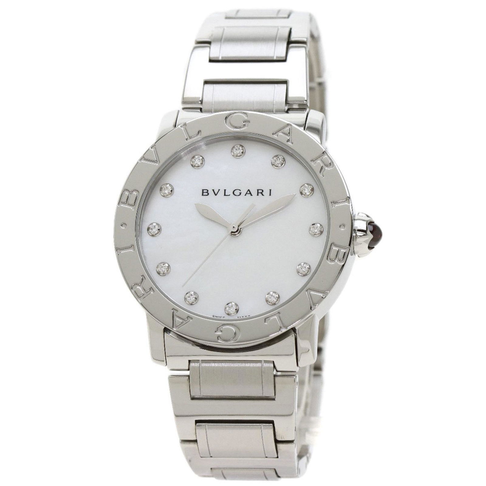 Bulgari BB37S 12P Diamond Watch Stainless Steel/SS Men's BVLGARI: Bulgari BB37S 12P Diamond Watch Stainless Steel/SS Men's BVLGARI Brand: Bvlgari Line: Bvlgari Bvlgari Material (Case): Stainless steel Material (Band): Stainless steel Color (Dial): White shell Moveme
