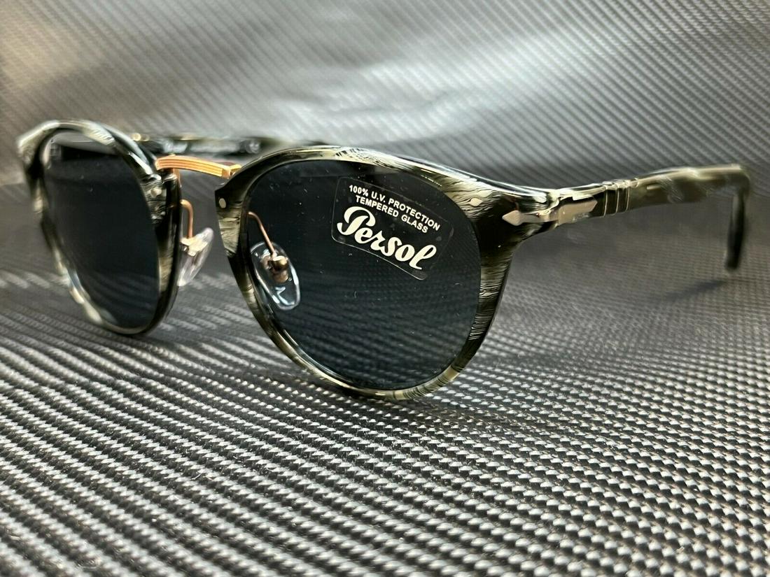 PERSOL PO3108S 111456 Striped Black Blue Men's Sunglasses 49 mm: PERSOL PO3108S 111456 Striped Black Blue Men's Sunglasses 49 mm Type: Sunglasses Brand: Persol Frame Color: Black New The BIDHAUS Guarantee: All items in this auction are guaranteed to be 100% authent