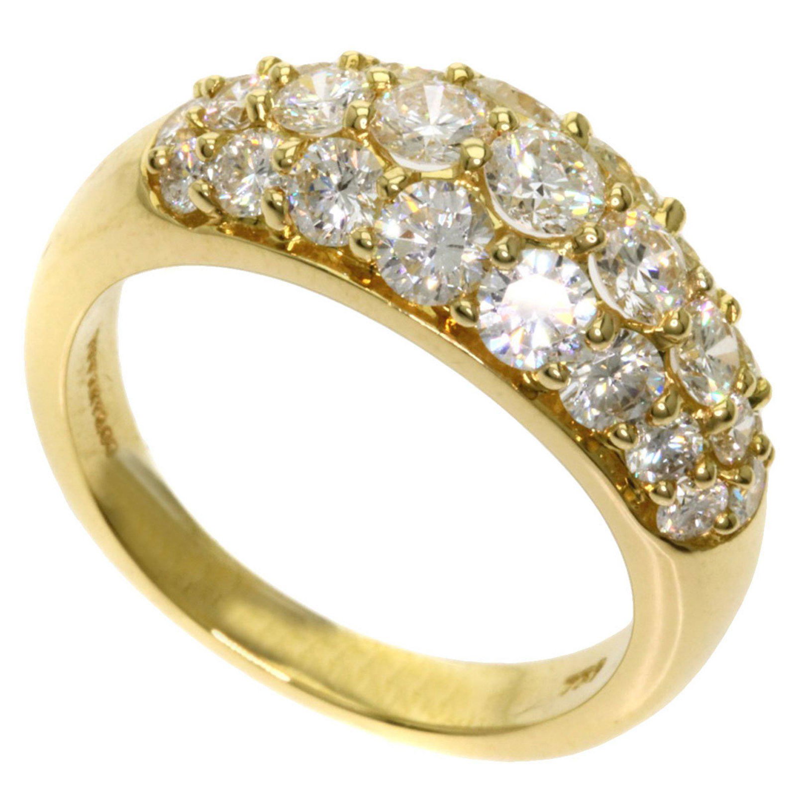 Tiffany Diamond Rings & K18 Yellow Gold Ladies: Tiffany Diamond Rings & K18 Yellow Gold Ladies Brand: Tiffany Gender: Women Color: Yellow gold Material: Yellow gold (18K) Stone: Diamond Weight (ct.): 2.3 US Size: 7.5 Width: 8.6mm / 0.34 Weight: 6.9