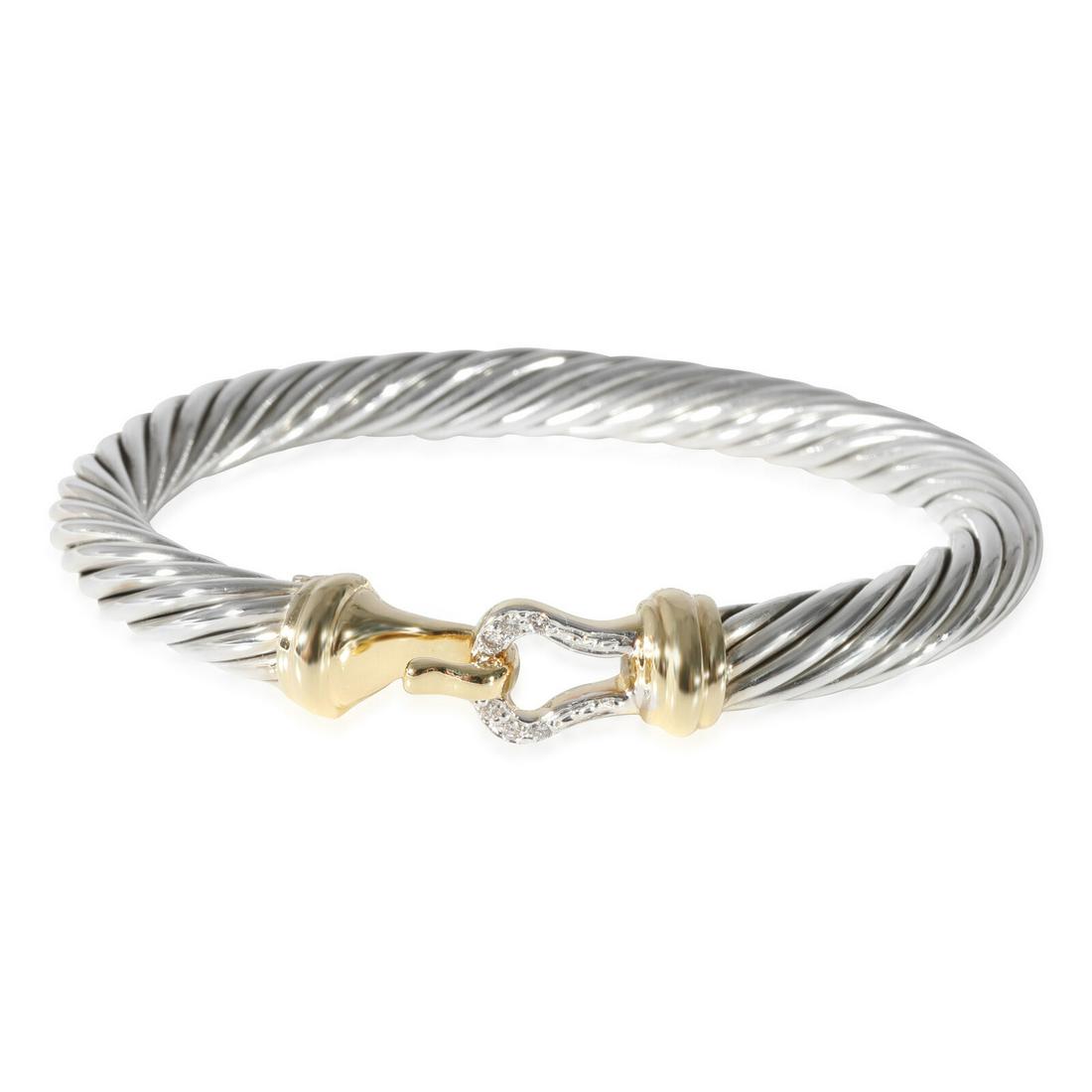 David Yurman Cable Collection Diamond Bracelet in 18k Yellow Gold/Silver: David Yurman Cable Collection Diamond Bracelet in 18k Yellow Gold/Silver Side Stone Shape: Round Brilliant Item Length: 6.5 in Side Stone Type: Diamond Side Stone Weight (Cts): 0.06 Side Stone Color: 