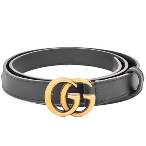 Gucci Double G Wide Leather Belt Pearl Buckle 1.5 Width Black in