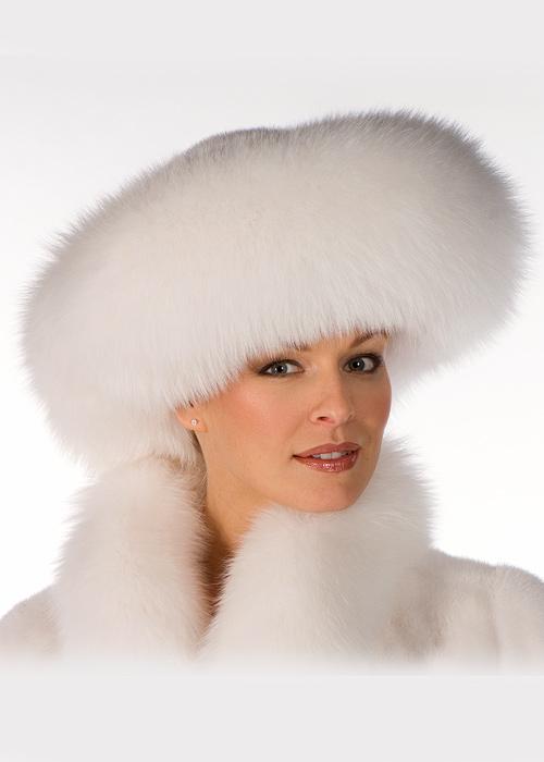 White Fox and Mink Fur Hat-Large Brim Fur Hat: White Fox and Mink Fur Hat-Large Brim Fur Hat Hat hauture! The ultimate in glamour! A white mink crown is trimmed by a large brim of bright white fox for a polished and sophisticated look that will tu