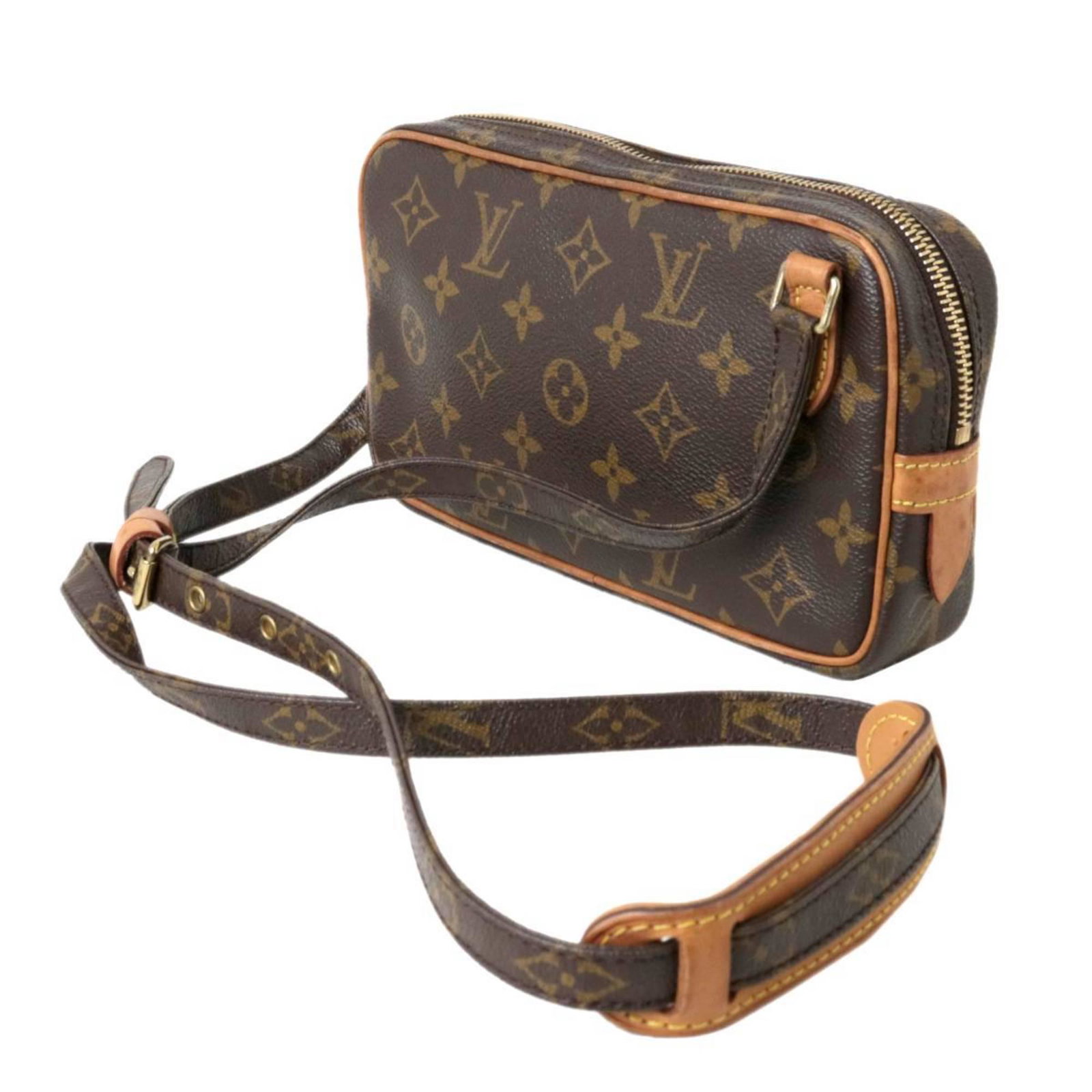 LOUIS VUITTON Pochette Marli Bandolier Shoulder Bag Monogram M51828 DU1022: LOUIS VUITTON Pochette Marli Bandolier Shoulder Bag Monogram M51828 DU1022 Brand: Louis Vuitton Line: Monogram Type: Pochette Shoulder bag Material: Monogram Monogram: Color: Monogram Size (HxWxD): 14