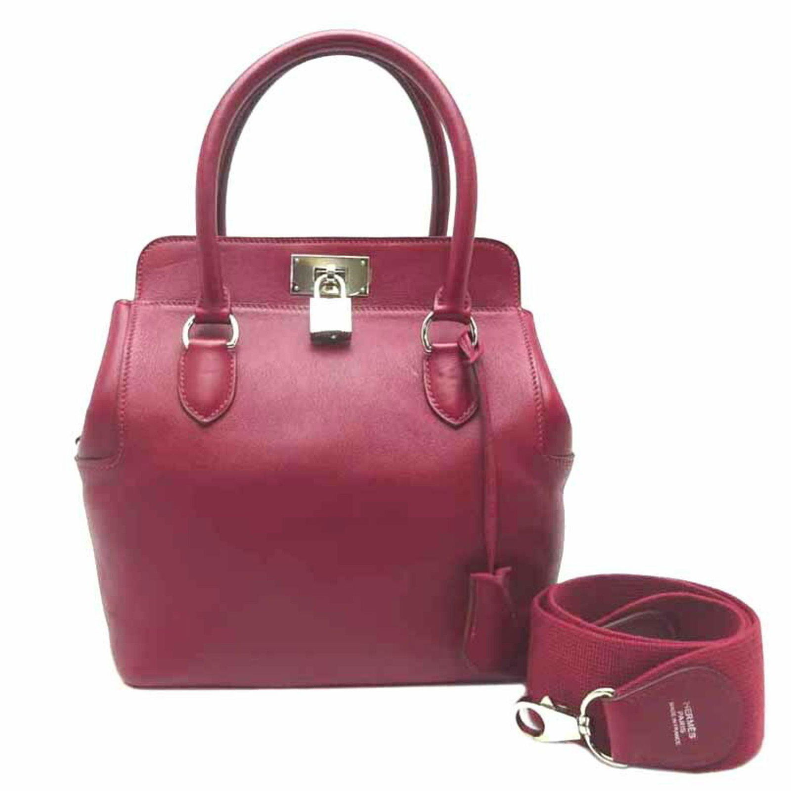 Hermes Tool Box 20 Ladies Handbag Swift Ruby (Red): Hermes Tool Box 20 Ladies Handbag Swift Ruby (Red) Brand: Hermes Line: Toolbox Type: Handbag Material: Swift leather Swift leather: Color: Red color Ruby Gender: Women Size (HxWxD): 23cm x 20cm x 15cm