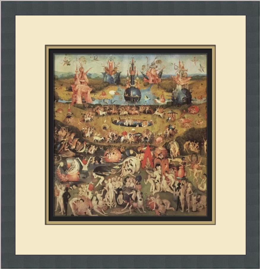 Hieronymus Bosch Garden of Earthly Delights Custom Framed Print: Hieronymus Bosch Garden of Earthly Delights Custom Framed Print Size: Medium Region Of Origin: United States Artist: Hieronymus Bosch Production Technique: Offset Lithograph Framing: Matted & Framed S