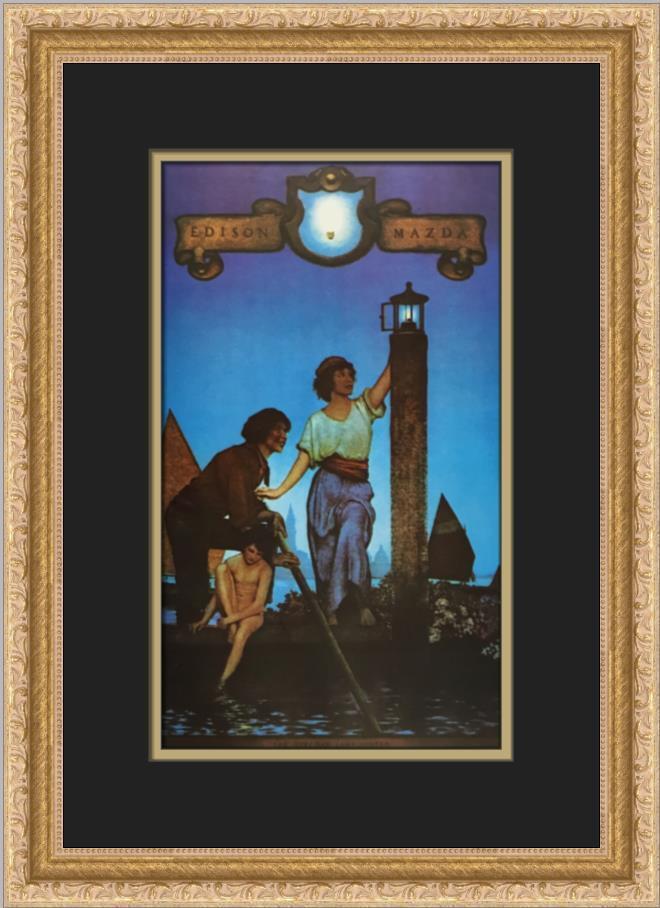 Maxfield Parrish The Lamplighters of Venice Custom Framed Print: Maxfield Parrish The Lamplighters of Venice Custom Framed Print Size: Medium Region Of Origin: united states Artist: Maxfield Parrish Production Technique: Lithography Framing: Matted & Framed Style: