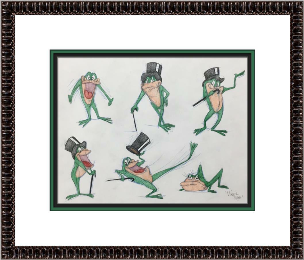 Virgil Ross Original Signed Model Sheet Drawing Michigan J Frog HUGE DRAWING: Virgil Ross Original Signed Model Sheet Drawing Michigan J Frog HUGE DRAWING Features: Original Framed Matted Item Width: 17 Title: Looney Tunes & Merrie Melodies Item Height: 13 1/2 Illustrator: Virg