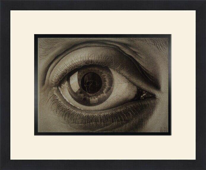 M.C. Escher - Eye - Newly Custom Framed Sepia Print: M.C. Escher - Eye - Newly Custom Framed Sepia Print Features: Framed Matted Region Of Origin: united states Item Width: 16 in Title: Eye Production Technique: Lithography Item Length: 16 in Item Heigh