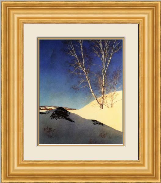 Maxfield Parrish - White Birch Custom Framed Print: Maxfield Parrish - White Birch Custom Framed Print Features: Framed Matted Region Of Origin: united states Item Width: 18 in Title: White Birch Production Technique: Lithography Item Length: 18 in Ite