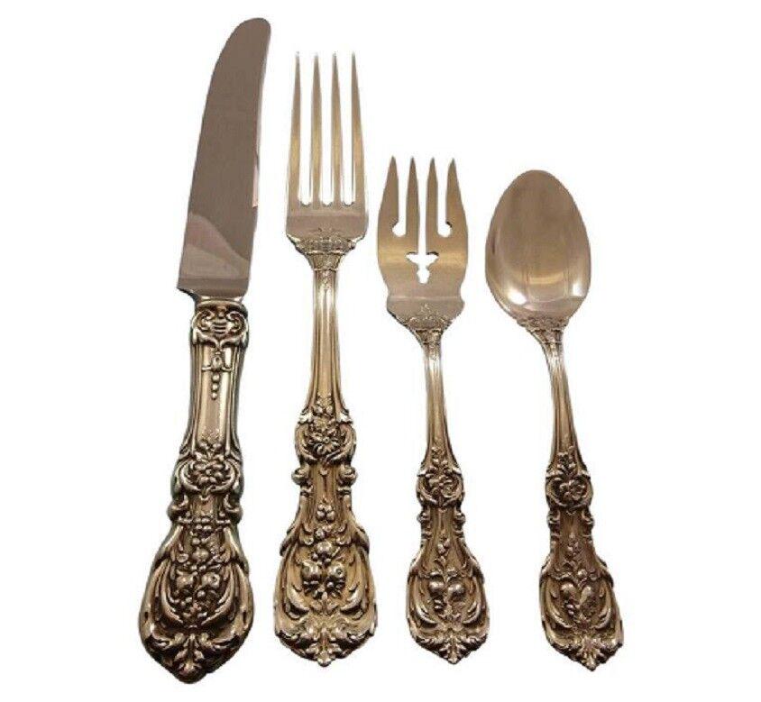 Francis I Old Reed and Barton Sterling Silver Flatware Set Service 8 Dinner: Francis I Old Reed and Barton Sterling Silver Flatware Set Service 8 Dinner Maker: Reed & Barton Pattern: Francis I Featured Refinements: Reed and Barton Sterling Silver Age: 1900-1940 Composition: St