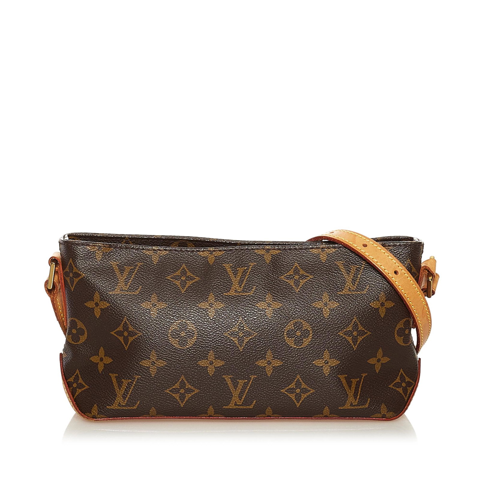 Louis Vuitton Monogram Trotteur: Louis Vuitton Monogram Trotteur The Trotteur features a monogram canvas body a flat vachetta strap a top zip closure and an interior zip pocket. Brand: Louis Vuitton Model: Monogram Trotteur Origin: F