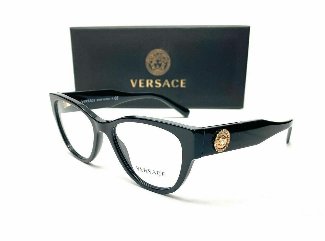 Versace VE3281B GB1 Black Demo Lens Women's Cat Eye Eyeglasses 53mm: Versace VE3281B GB1 Black Demo Lens Women's Cat Eye Eyeglasses 53mm Brand: Versace Type: Eyeglasses Frame Color: Black Lens Socket Width: 53 mm Temple Length: 140 mm Bridge Width: 17 mm New The BIDHAU