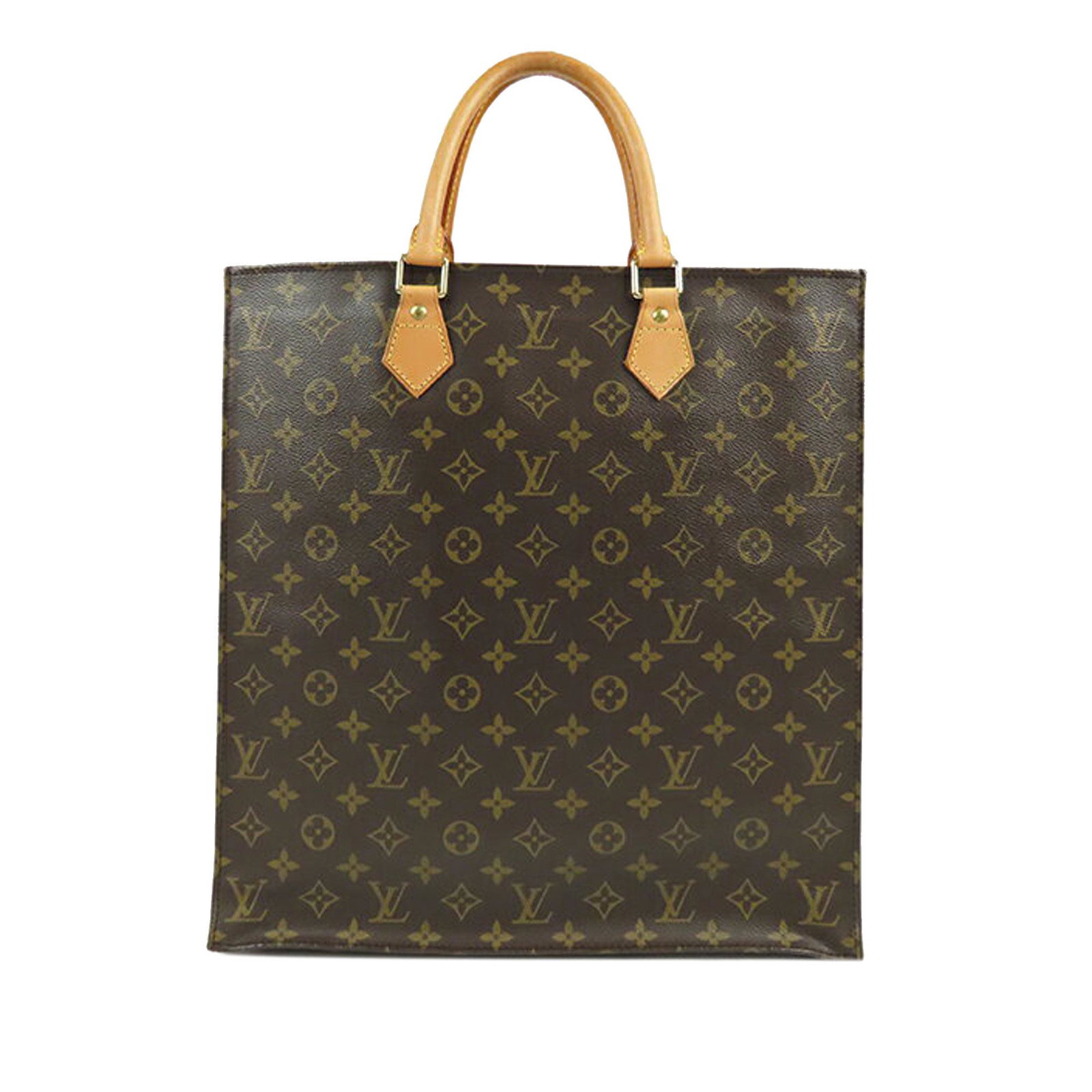 Louis Vuitton Monogram Sac Plat: Louis Vuitton Monogram Sac Plat The Sac Plat features a monogram canvas body rolled leather handles an open top and interior slip pockets. Brand: Louis Vuitton Model: Monogram Sac Plat Origin: France 