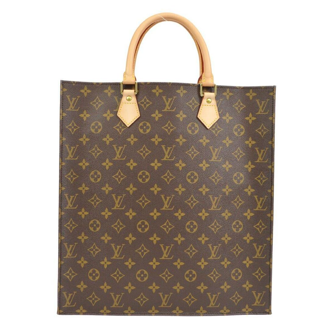 LOUIS VUITTON SAC PLAT HAND TOTE BAG PURSE MONOGRAM CANVAS M51140 MI2047: LOUIS VUITTON SAC PLAT HAND TOTE BAG PURSE MONOGRAM CANVAS M51140 MI2047 Bag Width: 14 in Pattern: Louis Vuitton Monogram Bag Height: 15 in Size: Large Handle Style: Double Handles Handle Drop: 5 in B