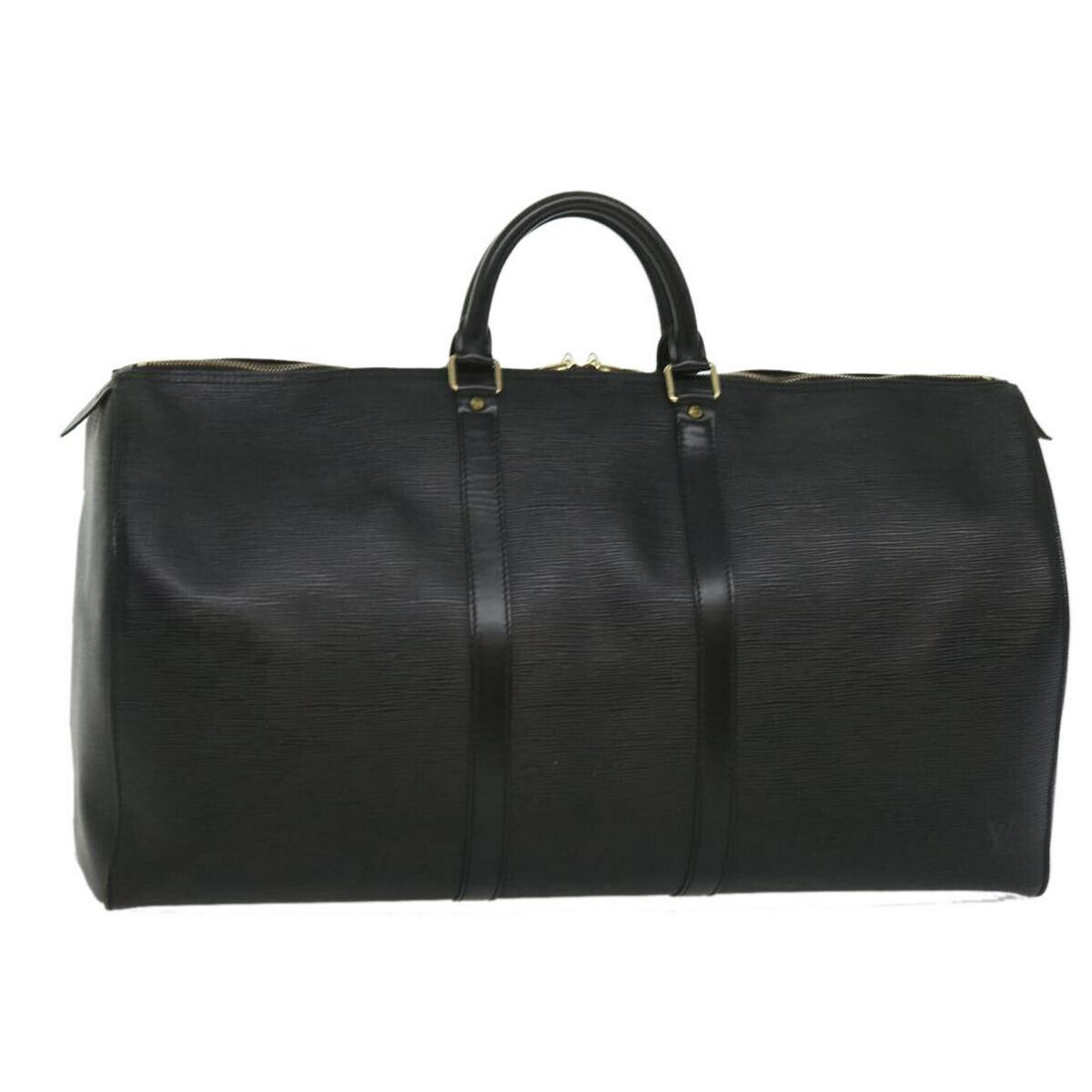 LOUIS VUITTON Epi Keepall 55 Boston Bag Black M42952 LV: LOUIS VUITTON Epi Keepall 55 Boston Bag Black M42952 LV Brand: LOUIS VUITTON Style: Boston Bag Material: Epi Leather Exterior Color: Black Bag Height: 12.2inch(Approx) / 31cm(Approx) Bag Depth: 9.8inc