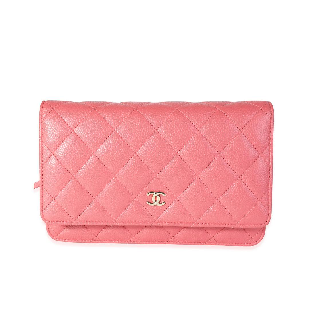 Chanel Pink Quilted Caviar Wallet on Chain: Chanel Pink Quilted Caviar Wallet on Chain Dimensions: 7.2 x 5 x 1.5 Handbag Accessories: Authenticity Card Bag Length: 7.2 in Bag Depth: 1.5 in Bag Height: 5 in Style: Crossbody Bag, Shoulder Bag, Wa