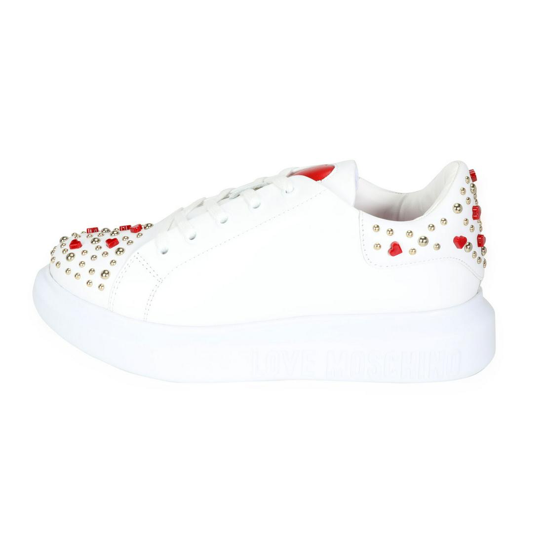 Love MOSCHINO - Love MOSCHINO 'Heart Studded' Sneaker (39 EUR): Love MOSCHINO - Love MOSCHINO 'Heart Studded' Sneaker (39 EUR) Original Box?: Yes Original Papers?: No Handbag Accessories: Other Material: Leather Color: Red, White "Model: Love MOSCHINO Heart Studde