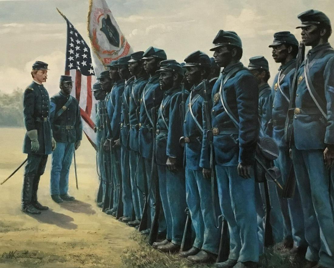 Mort Kunstler Colonel Robert Shaw + 54th Massachusetts Custom Framed Mini Print: Mort Kunstler Colonel Robert Shaw + 54th Massachusetts Custom Framed Mini Print Size: Small Region Of Origin: New York USA Handmade: No Artist: Mort Kunstler Mort Kunstler Production Technique: Off Se
