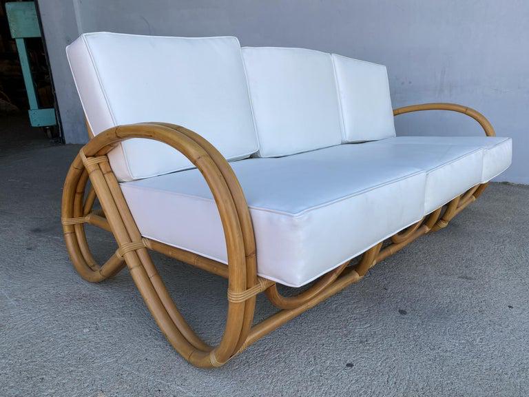 Restored 3/4 Round Pretzel Three-Seat Sectional Sofa with Arch Base: Restored 3/4 Round Pretzel Three-Seat Sectional Sofa with Arch Base Dimensions: Height: 27 in (68.58 cm) Dimensions: Width: 69 in (175.26 cm) Dimensions: Depth: 34 in (86.36 cm) Dimensions: Seat Heigh